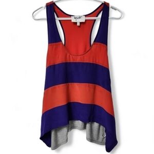 Hy & Dot Silk Racer Back Colour Block tank top shirt